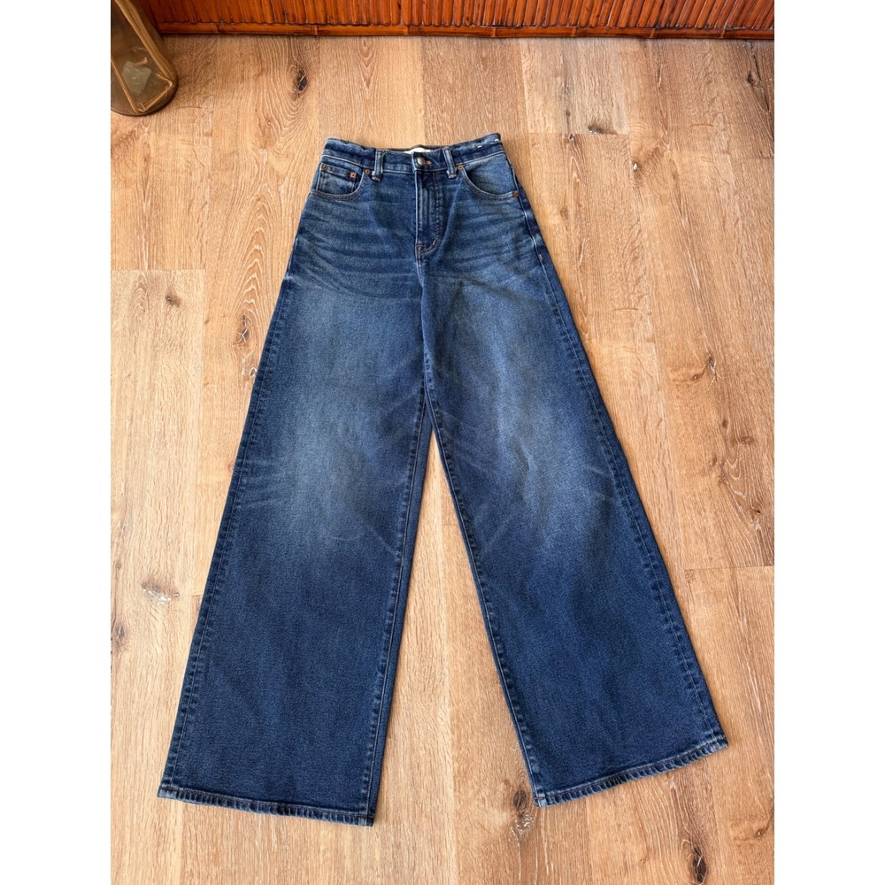 Madewell Superwide-Leg Jeans Kaihara Denim Dark Wash High Rise Size 23